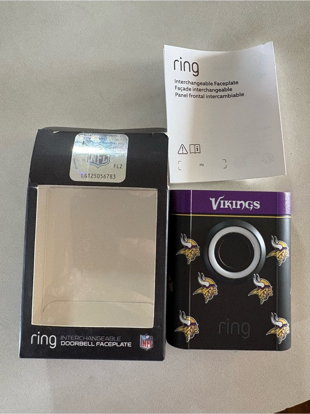 Ring Doorbell interchangeable plate - Minnesota Vikings NFL